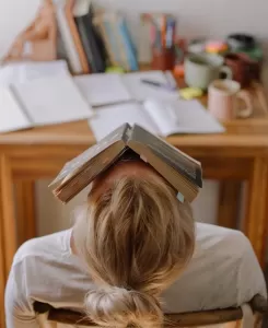 A girl under stress the day before exams