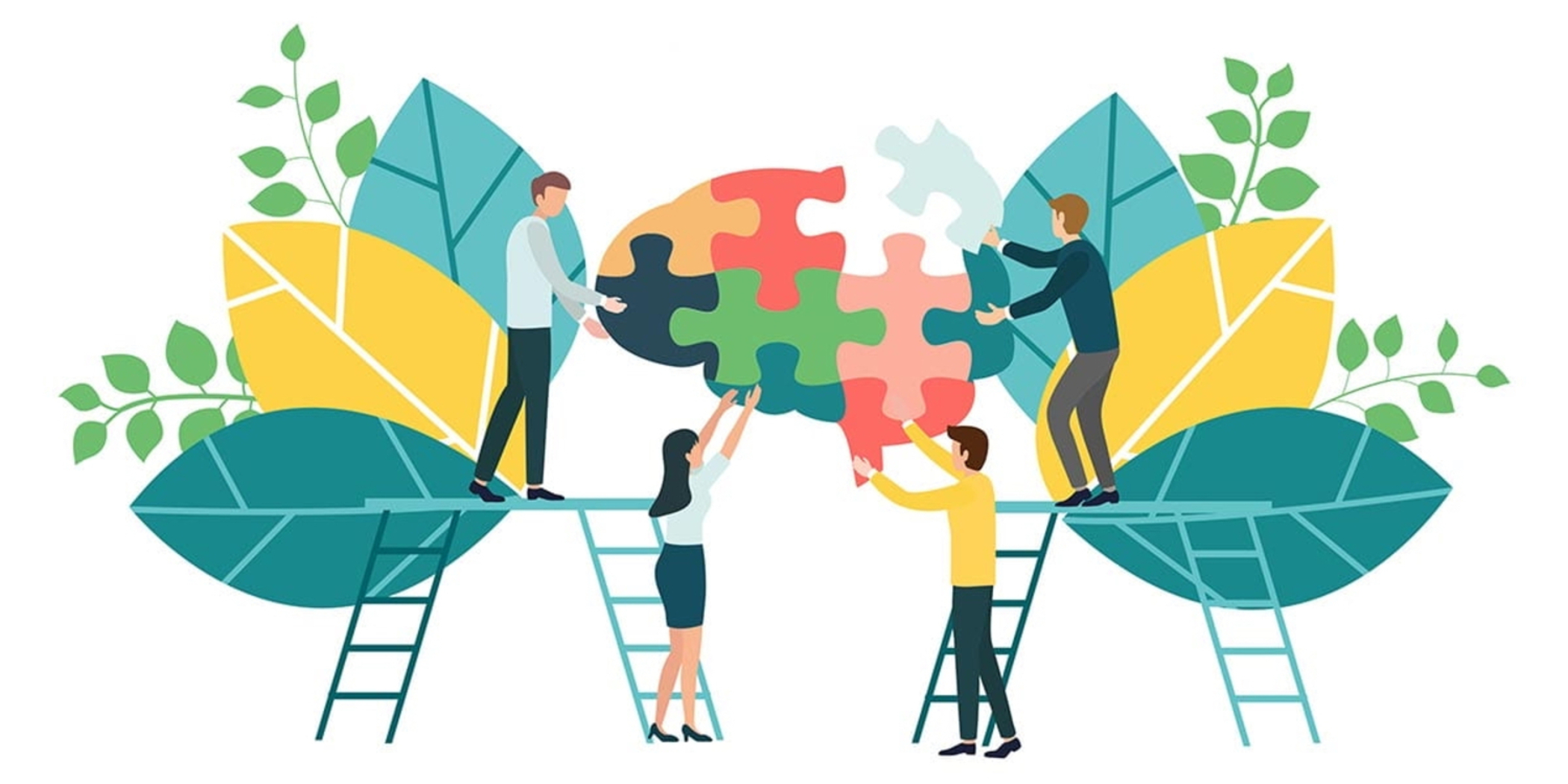 illustration of people putting together a puzzle